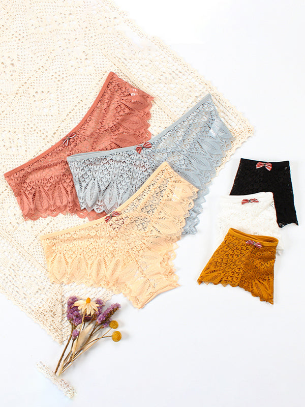 Briefs- Lace Women's Low-Waist Panty Briefs- - Pekosa Women Clothing