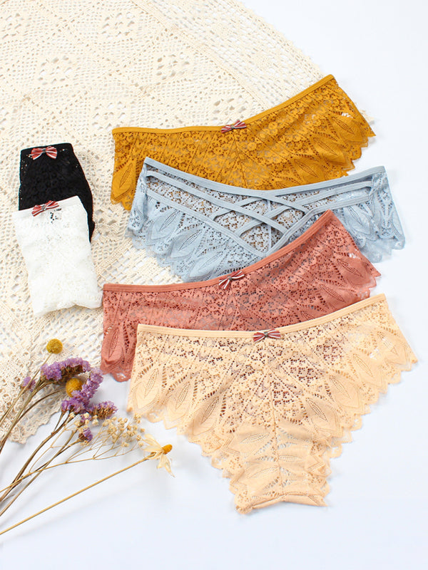 Briefs- Lace Women's Low-Waist Panty Briefs- - Pekosa Women Clothing