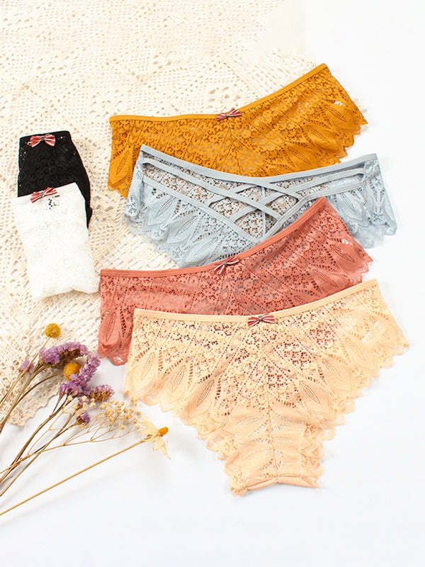 Briefs- Lace Women's Low-Waist Panty Briefs- - Pekosa Women Clothing