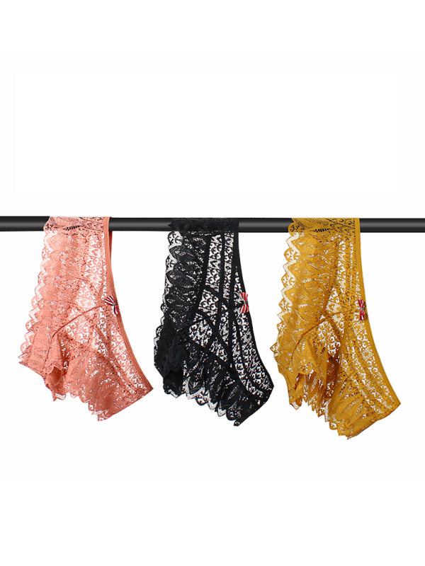 Briefs- Lace Women's Low-Waist Panty Briefs- - Pekosa Women Clothing