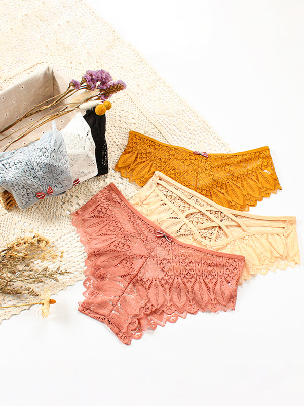 Briefs- Lace Women's Low-Waist Panty Briefs- - Pekosa Women Clothing