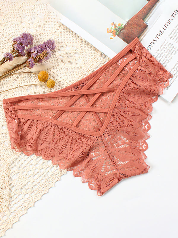 Briefs- Lace Women's Low-Waist Panty Briefs- - Pekosa Women Clothing