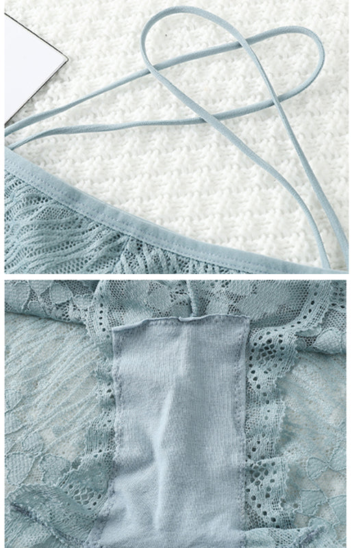Briefs- Women's Floral Lace Low Waist Strappy Briefs - Panties- - Pekosa Women Clothing