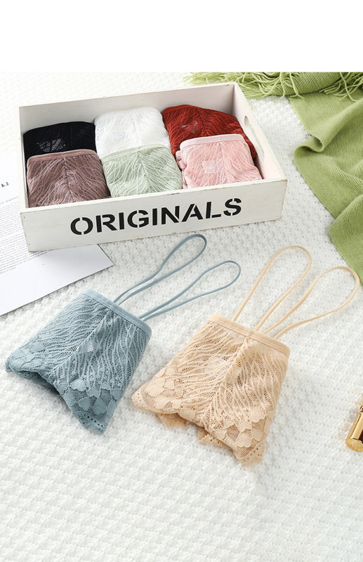 Briefs- Women's Floral Lace Low Waist Strappy Briefs - Panties- - Pekosa Women Clothing