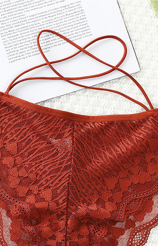 Briefs- Women's Floral Lace Low Waist Strappy Briefs - Panties- - Pekosa Women Clothing