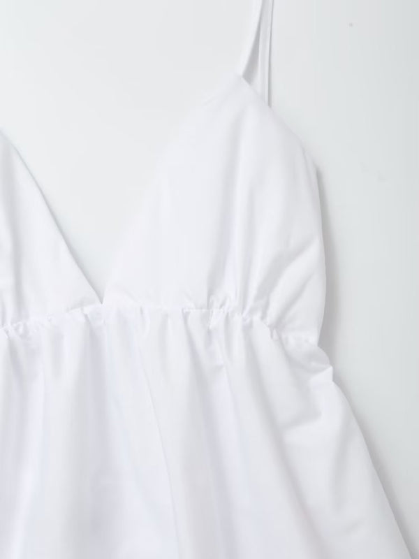 Cami Dresses- Essential Summer Cotton Cami Backless Maxi Dress- - Pekosa Women Clothing