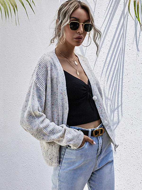 Cardigans- Autumn Sparkly Knit Cardigan Sweater- - Pekosa Women Clothing