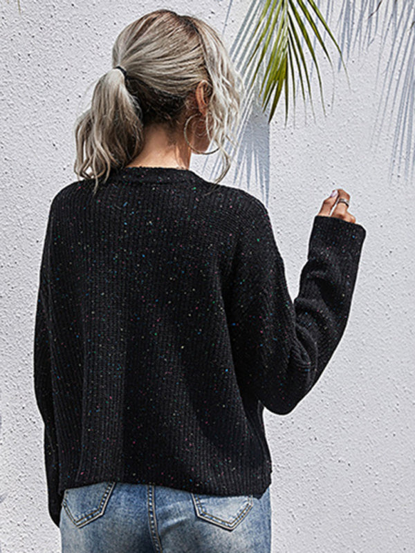 Cardigans- Autumn Sparkly Knit Cardigan Sweater- - Pekosa Women Clothing
