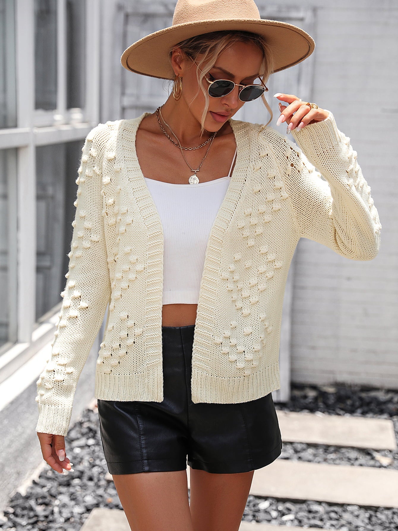Cardigans- Casual Chic: Women's Knit Cardigan - Sweater with Embroidery- - Pekosa Women Clothing