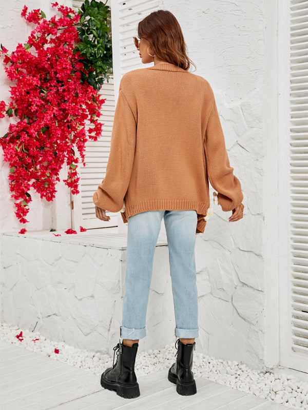 Cardigans- Floral Knitted Sweater Cardigan- - Pekosa Women Clothing