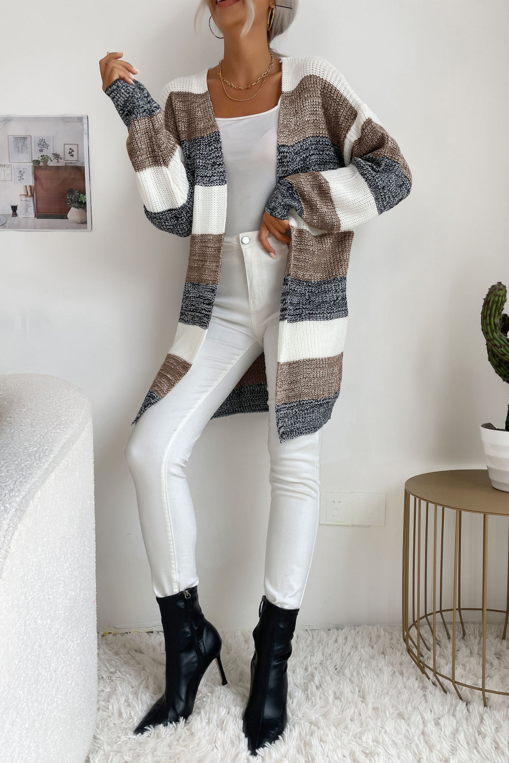 Cardigans- Trendy Buttonless Cardigan - Women's Winter Knitted Sweater Jacket- - Pekosa Women Clothing