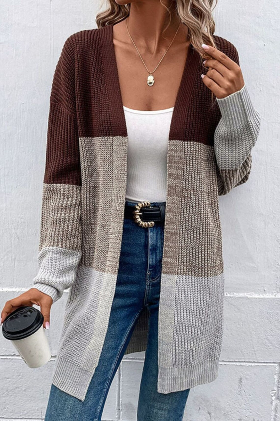 Cardigans- Trendy Buttonless Cardigan - Women's Winter Knitted Sweater Jacket- - Pekosa Women Clothing