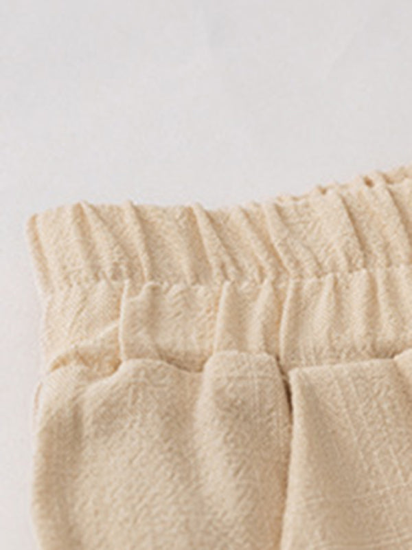 Casual Outfits- Women's Textured Relax Fit Long Sleeve Blouse and Pants 2-Piece for Everyday- - Pekosa Women Clothing