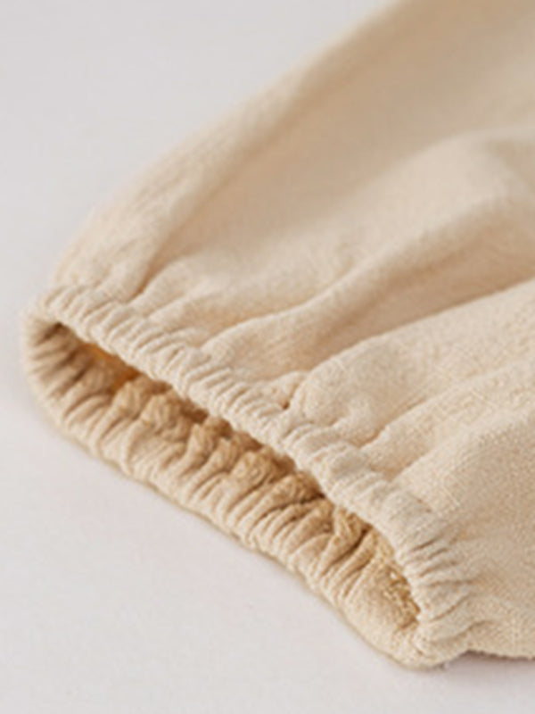 Casual Outfits- Women's Textured Relax Fit Long Sleeve Blouse and Pants 2-Piece for Everyday- - Pekosa Women Clothing