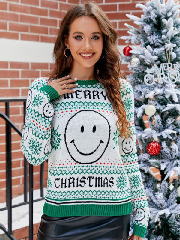 Christmas Sweaters- Women’s Merry Christmas Knit Sweater- - Pekosa Women Clothing