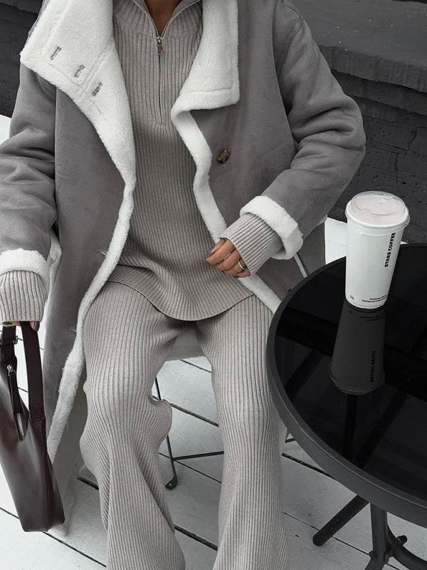 Coats- Single Breasted Teddy Bear Patched Coat | Cozy Longline Coat for Winter- - Pekosa Women Clothing