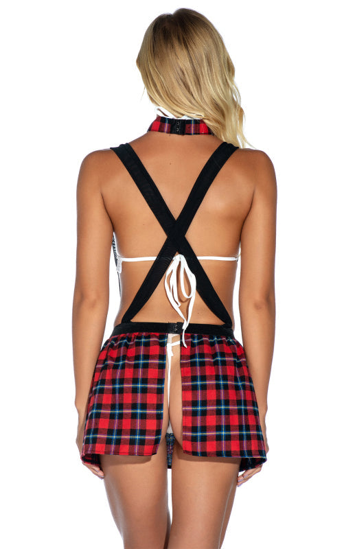 Cosplay Lingerie- Back-to-School Complete 4-Piece Tartan Cosplay Lingerie- - Pekosa Women Clothing
