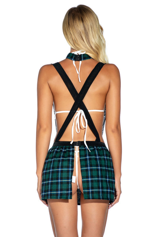 Cosplay Lingerie- Back-to-School Complete 4-Piece Tartan Cosplay Lingerie- - Pekosa Women Clothing