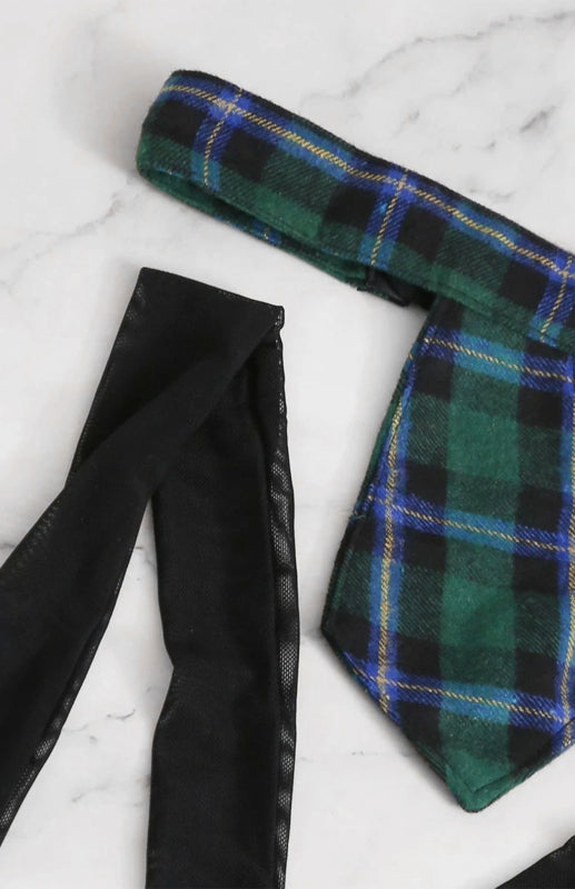 Cosplay Lingerie- Back-to-School Complete 4-Piece Tartan Cosplay Lingerie- - Pekosa Women Clothing