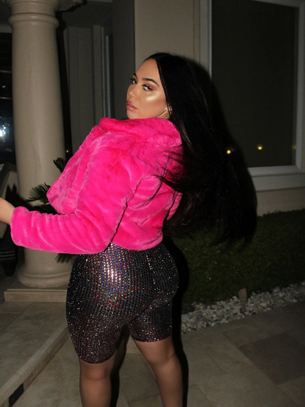 Crop Jackets- Cozy Open Front Crop Plush Jacket for Every Event- - Pekosa Women Clothing