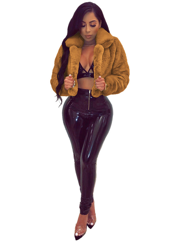 Crop Jackets- Cozy Open Front Crop Plush Jacket for Every Event- - Pekosa Women Clothing