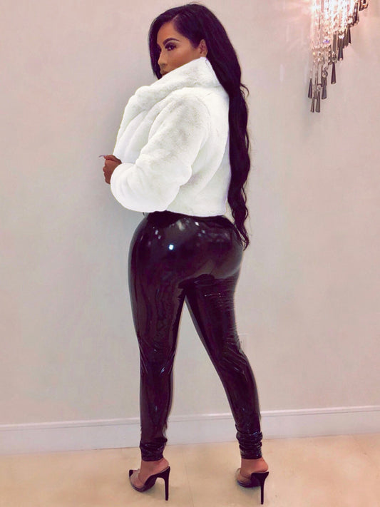 Crop Jackets- Cozy Open Front Crop Plush Jacket for Every Event- White- Pekosa Women Clothing