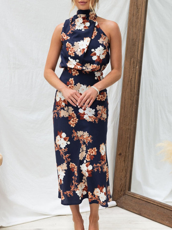 Dresses- Satin Floral Maxi Dress Will Make You Shine!- Suit 4- Pekosa Women Clothing