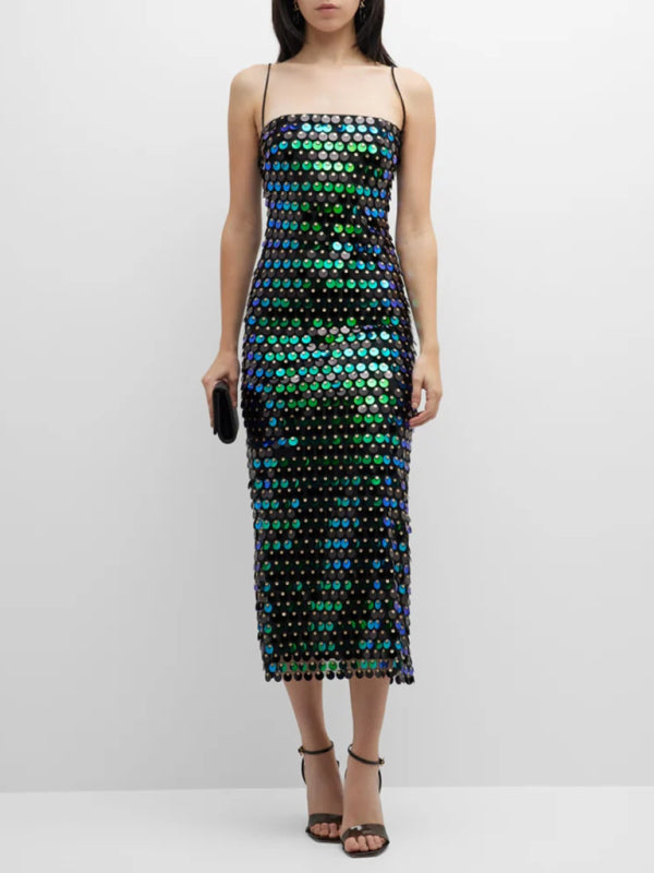Elegant Dresses- Evening Sequined Wedding Guest Long Dress- - Pekosa Women Clothing