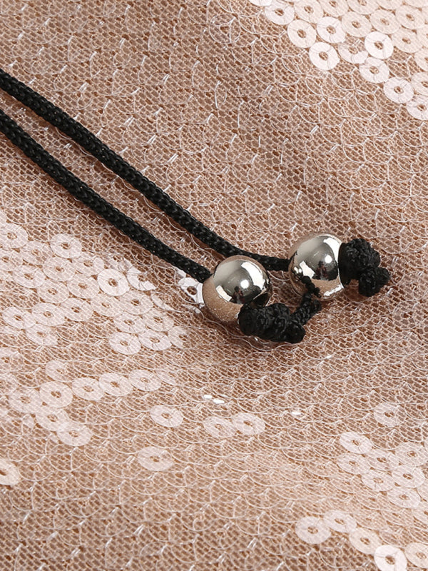 Elegant Dresses- Sparkly Elegant Autumn Cutout Open Tie-Back Dress- - Pekosa Women Clothing