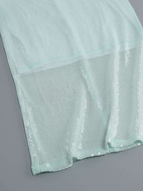 Elegant Dresses- Sparkly Elegant Autumn Cutout Open Tie-Back Dress- - Pekosa Women Clothing