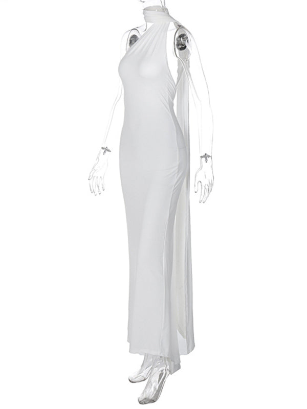 Evening Dresses- Cocktail Parties Couture Backless Tail Maxi Dress- - Pekosa Women Clothing