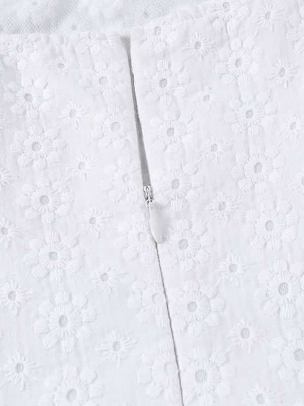 Eyelet Dresses- Eyelet Cotton Embroidery Cami Dress- - Pekosa Women Clothing