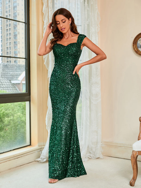 Gown Dresses- Sparkly Wedding Guest Mermaid Sweetheart Prom Gown Dress- - Pekosa Women Clothing