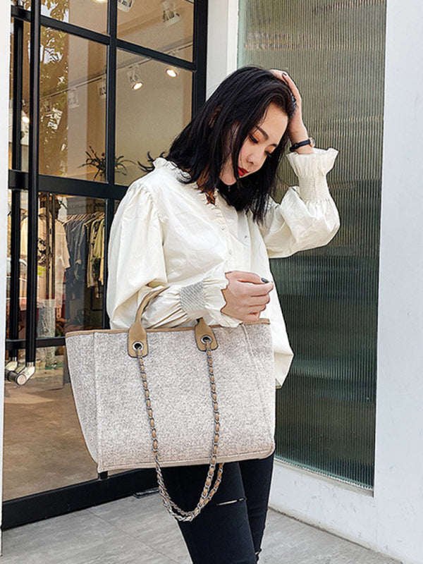 Handbags- Textured Bucket Shoulder Large Bag- - Pekosa Women Clothing