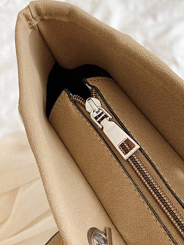 Handbags- Textured Bucket Shoulder Large Bag- - Pekosa Women Clothing