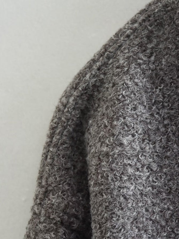 Jackets- Oversized Wool Outerwear | Stand Collar Wool Jacket- - Pekosa Women Clothing