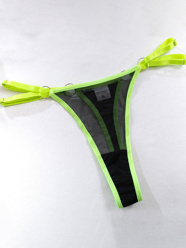 Lingerie outfit- Romantic Evenings with a 3-Piece Lingerie Set - Bra, G-String & Garter Belt Set- - Pekosa Women Clothing