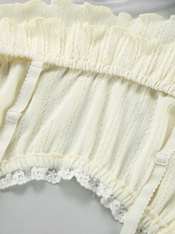 Loungewear- Laid-back Summer Textured 2-Piece Loungewear - Boyshorts & Cami with Lace- - Pekosa Women Clothing