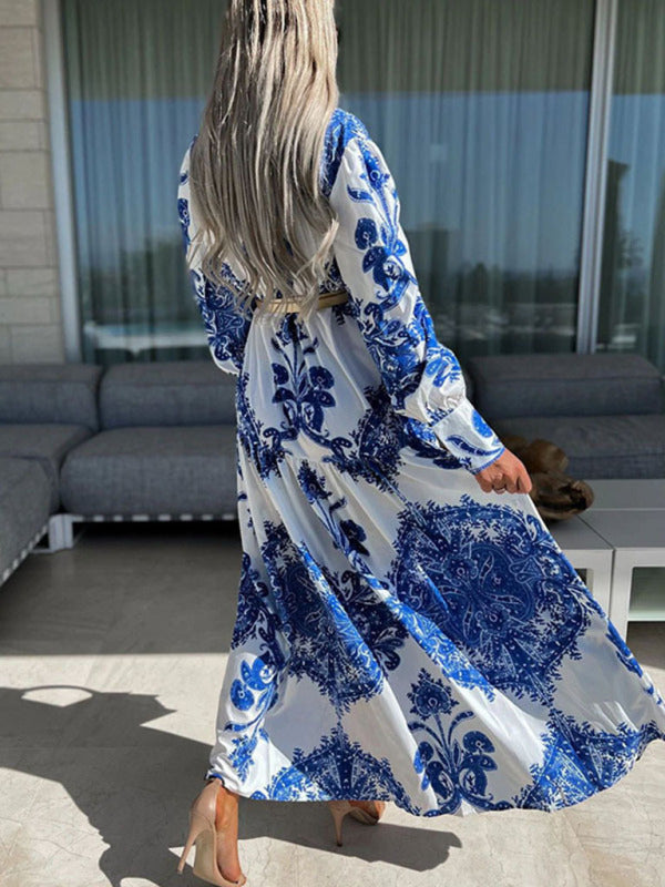 Maxi Dress- Women's Bohemian Vintage Vacation Maxi Dress- - Pekosa Women Clothing