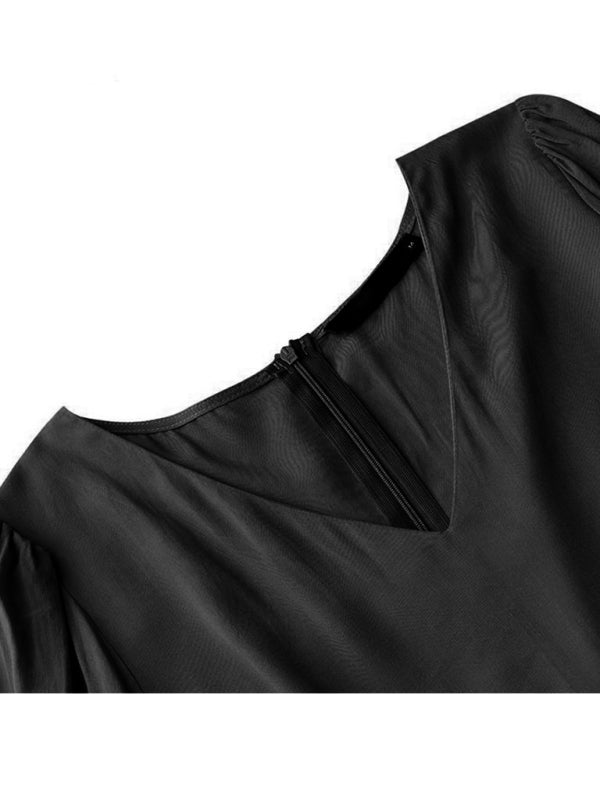 Maxi Dresses- Solid Autumn Tiered Ruffle Long Sleeve Maxi Dress- - Pekosa Women Clothing