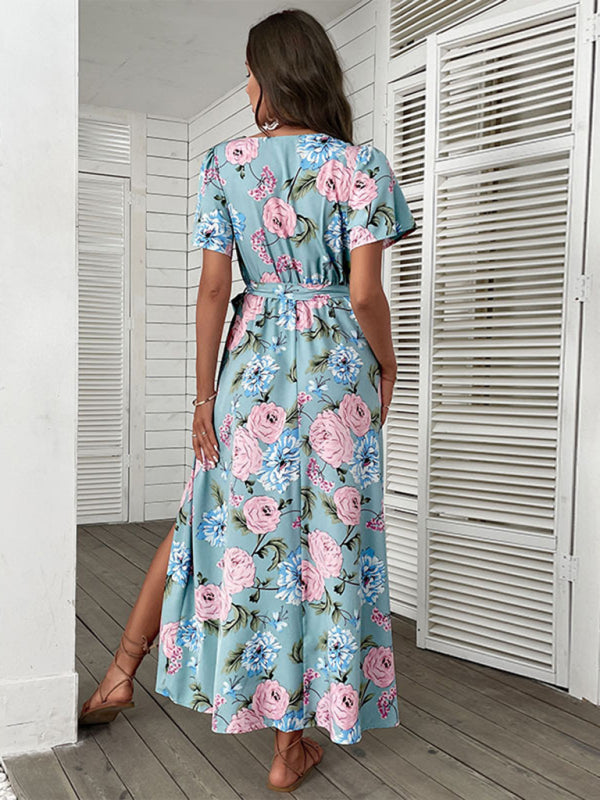 Maxi Dresses- Time to Shine: Get the Vacay Floral Maxi Dress with High Slit Today!- - Pekosa Women Clothing