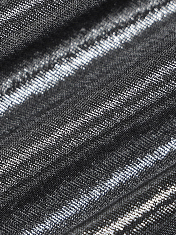 Metalic dresses- Metallic One Shoulder Bodycon Mini Dress- - Pekosa Women Clothing