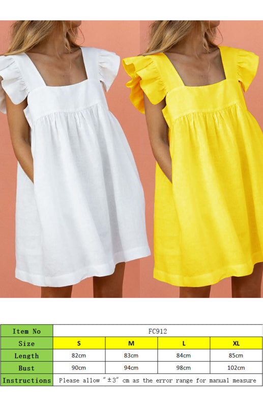 Mini Dresses- Feel Radiant in a Versatile Ruffle Shoulder Dress & Square Open Back- - Pekosa Women Clothing