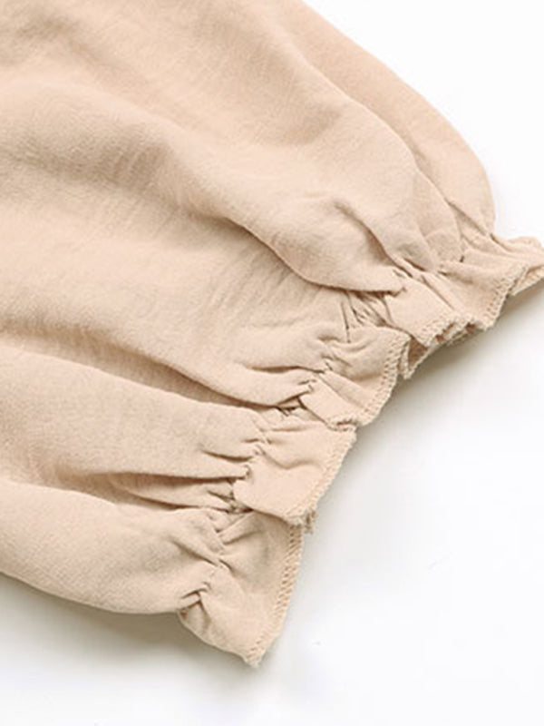 Mini Dresses- Stand Collar Mini Dress: Tiered Ruffles, Convenient Pockets Side- - Pekosa Women Clothing