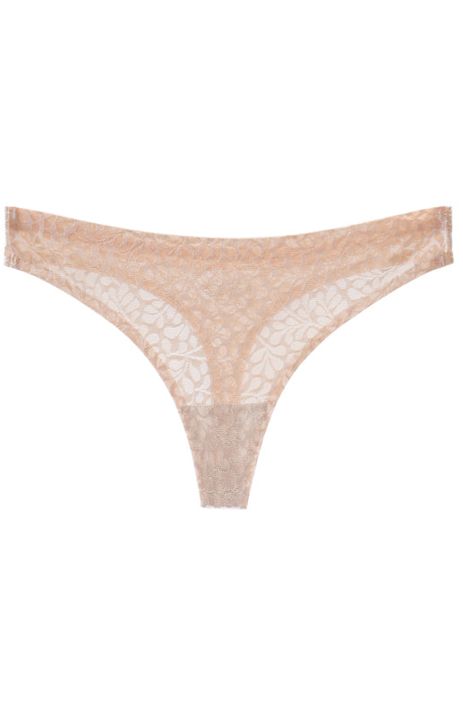Panties- Women's Lace Panty Thong G-String- Cracker khaki- Pekosa Women Clothing