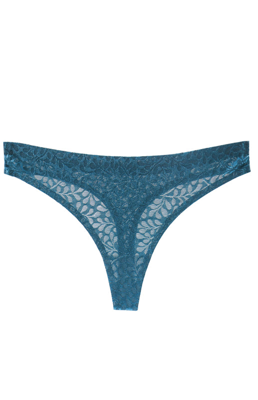Panties- Women's Lace Panty Thong G-String- Green- Pekosa Women Clothing