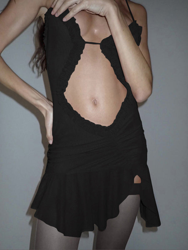 Party Dresses- Runway-Inspired See-Through Cutout Mini Dress - Be the Star of the Show- - Pekosa Women Fashion