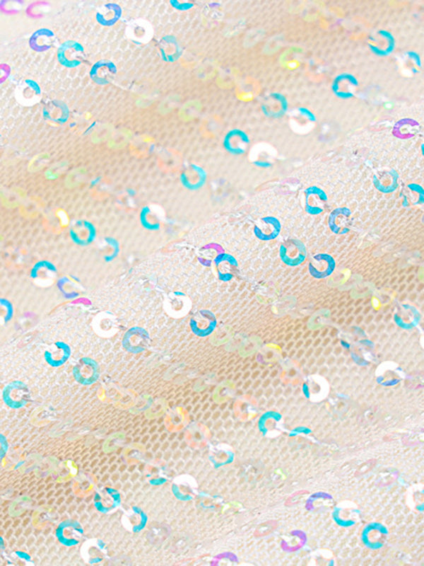 Party Dresses- Sequined Backless Cowl Halter Glitter Slit Mini Dress- - Pekosa Women Clothing