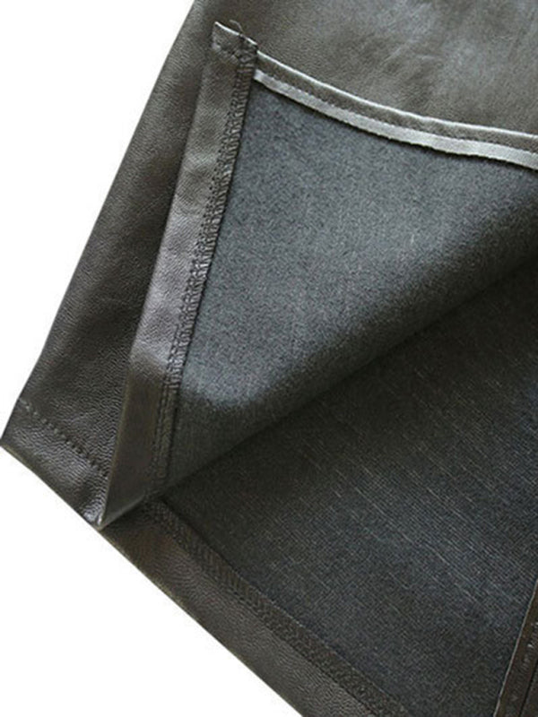 Pencil Skirt- Faux Leather Fitted Midi Skirt- - Pekosa Women Clothing