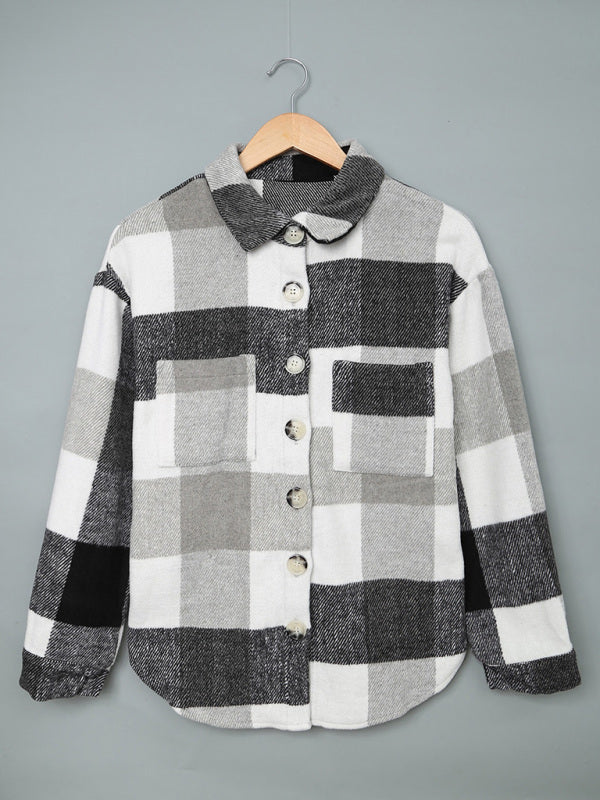 Plaid Jackets- Fall- Winter Plaid Jacket - Shirt Shacket- - Pekosa Women Clothing